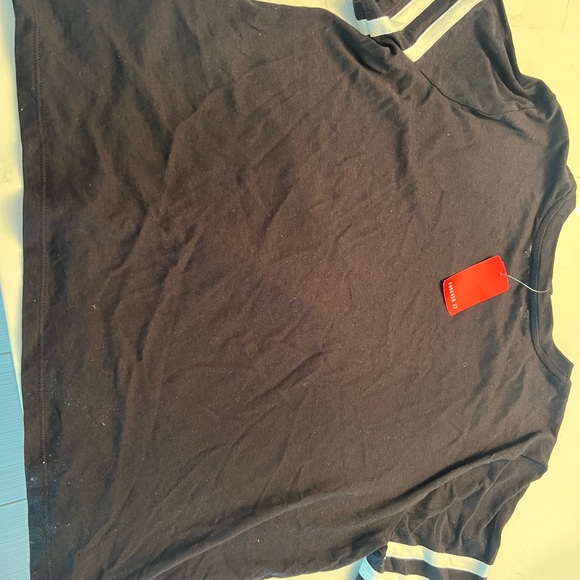 Black T-Shirt with White Stripes - Picture 2 of 3